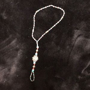 Anklet toe ring turquoise and red